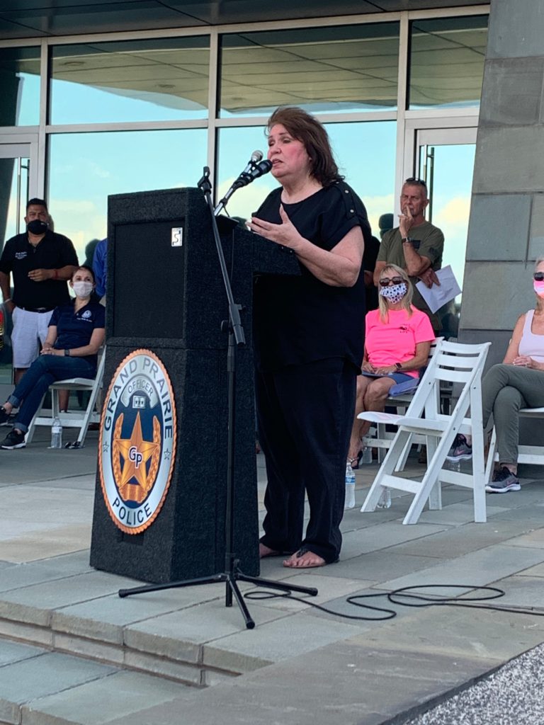 Terry Meza speaking at a peaceful protest on Juneteenth 2020 in Grand Prairie, Texas